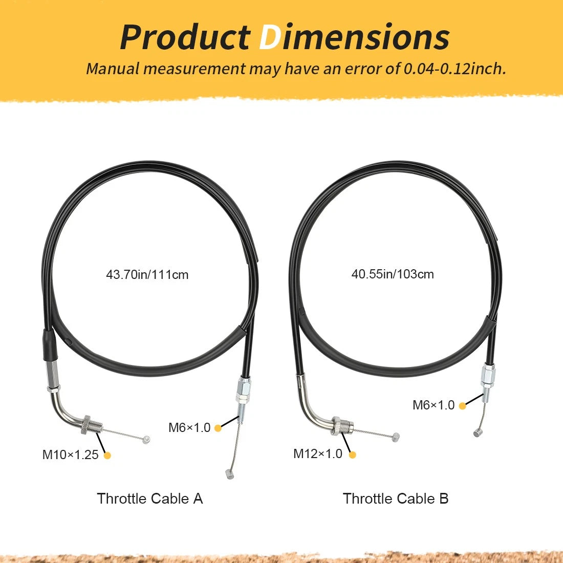 Throttle Cable Set for Honda VTX1300S VTX1300R (2003–2007) 17910-MEA-670
