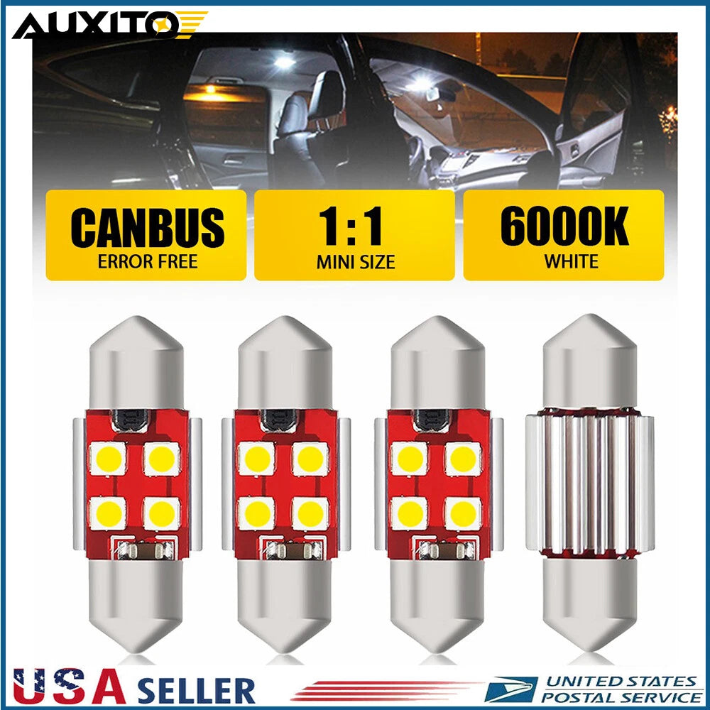 Set of 4 31mm Festoon LED Interior Light Bulbs for Various Vehicles (YYYY–YYYY)