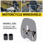 Universal Motorcycle Headlight Windshield for 7/8" 1" 1-1/4" Handlebar