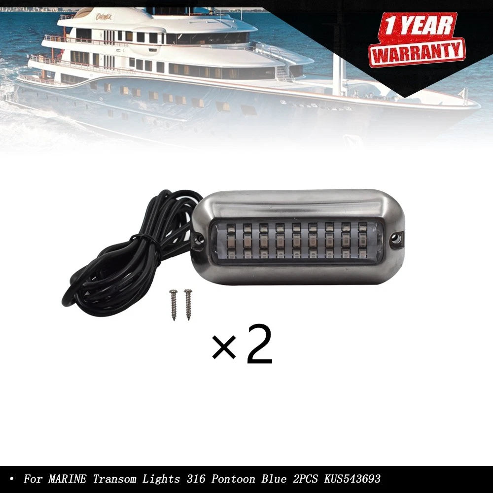 2X LED Underwater Boat Transom Lights for Marine Pontoon