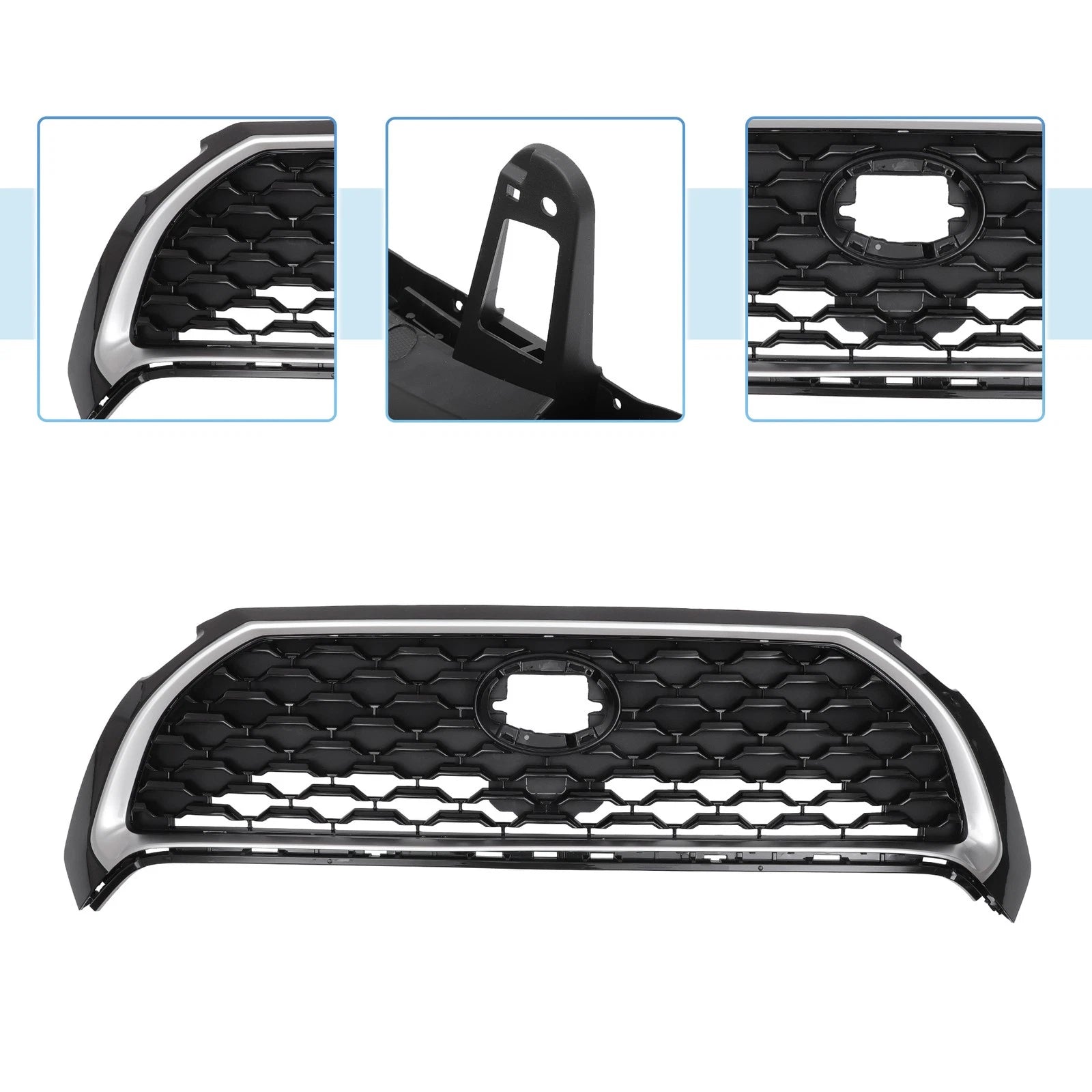 Front Upper Hood Bumper Grille for Toyota Corolla Cross (2022–2023) Black