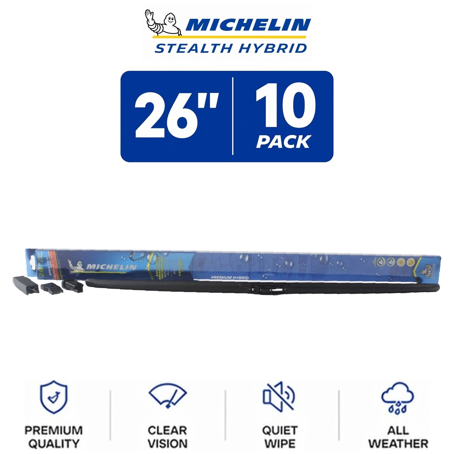 Set of 10 Michelin Stealth Hybrid Wiper Blades 26" for All-Climate