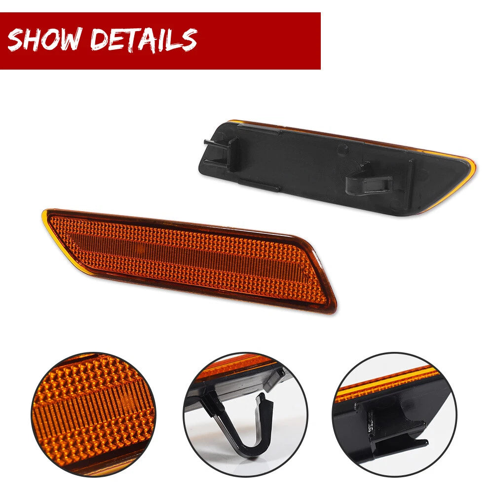 2X Amber Lens Front Side Marker Reflector Lights for Chrysler Sebring (2007–2010)