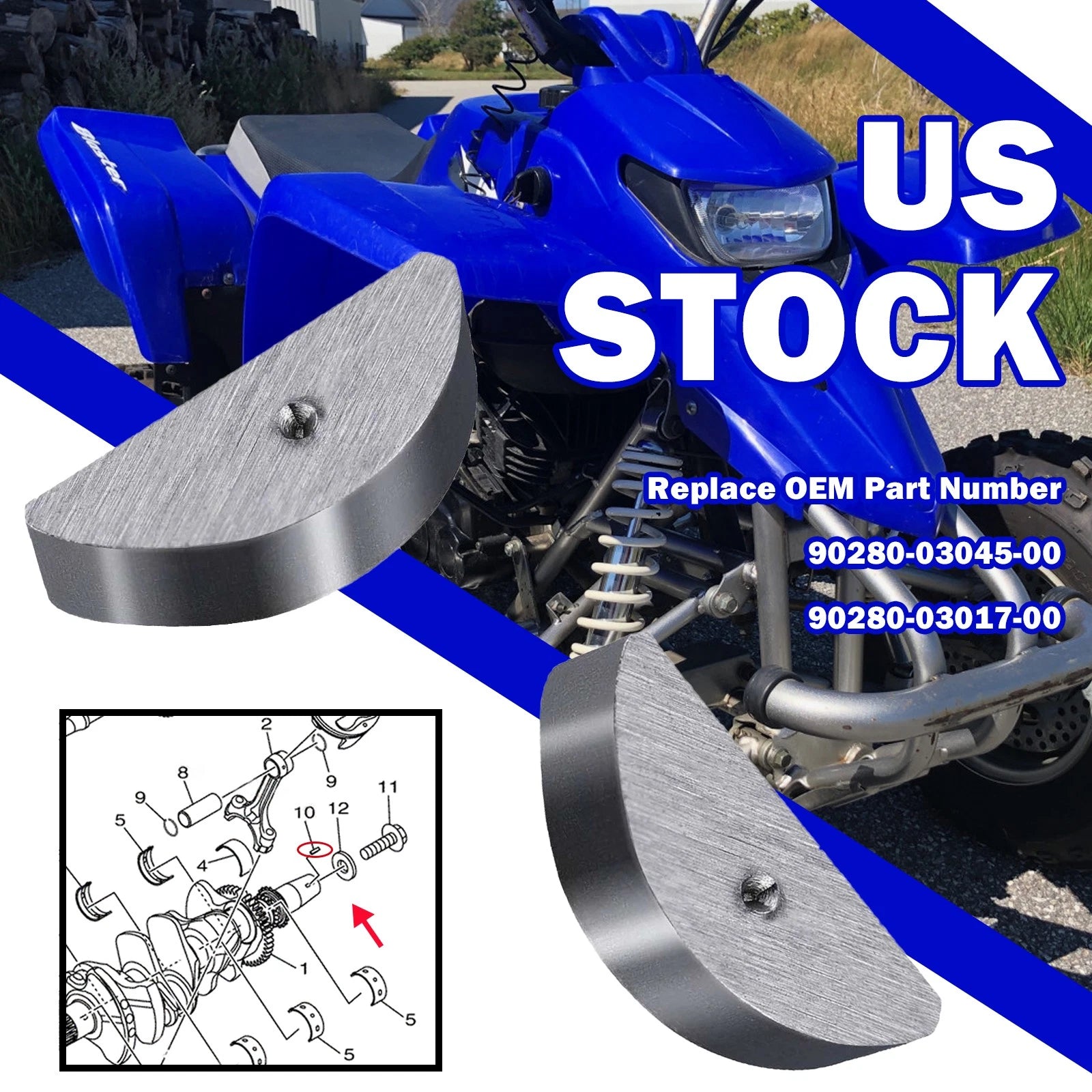 Set of 2 Crankshaft Flywheel Woodruff Keys for Yamaha WR400 WR450 (1999–2004)