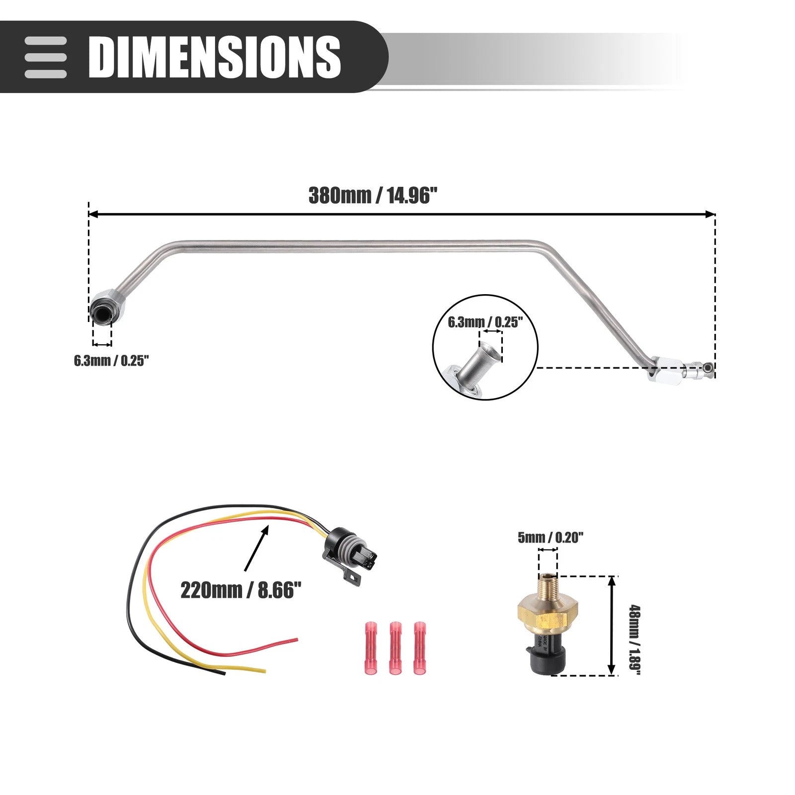Exhaust Back Pressure EBP Tube Sensor for Ford (F4TZ9D477A)