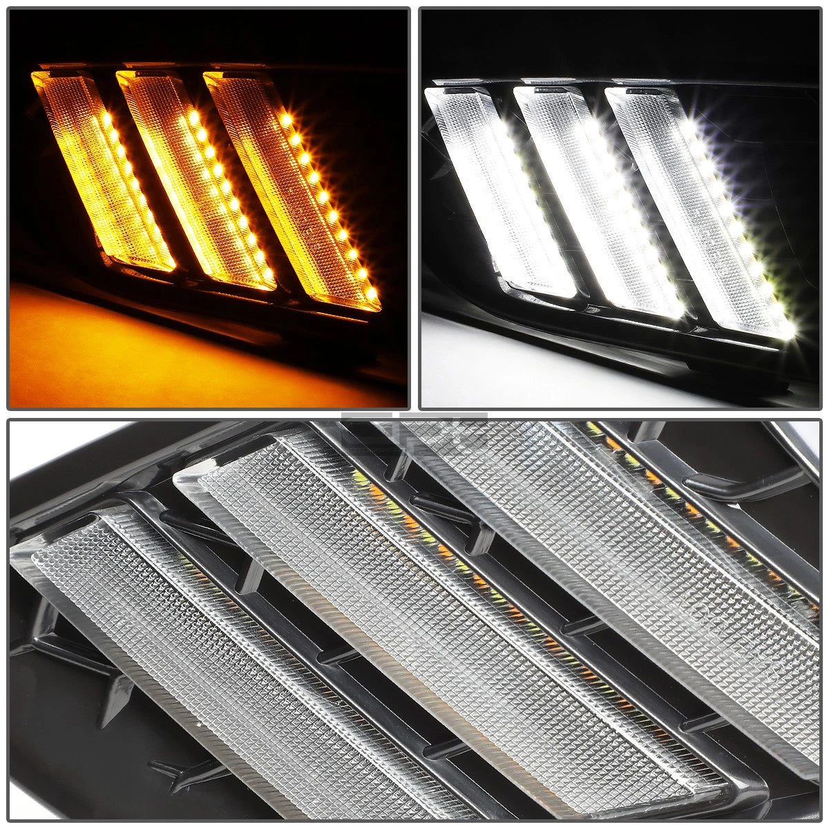 LED DRL Turn Signal Fog Light Lamps Black Bezel for Ford Focus (2015–2018)
