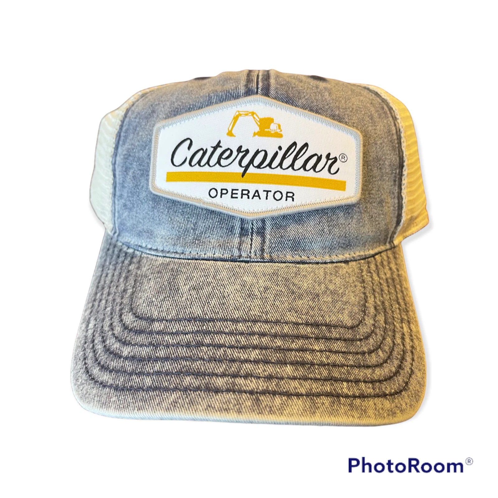 Caterpillar Denim Washed Operator Hat with Khaki Mesh