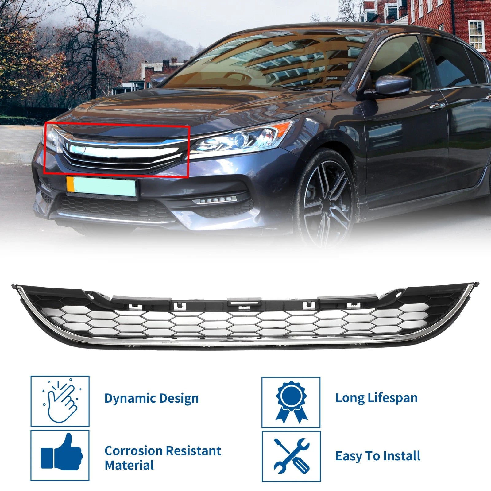 Front Lower Bumper Grille for Honda CR-V (2010–2011) No.71123SWNH11 Black