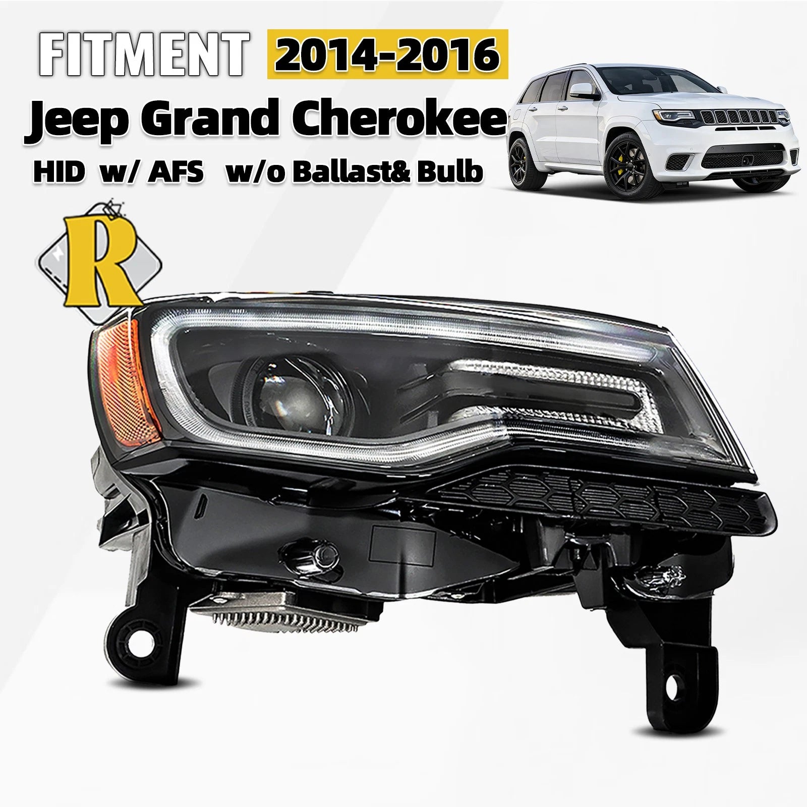 HID Xenon Headlight for Jeep Grand Cherokee (2014–2016) AFS Black Right Side