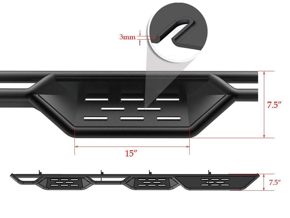 Nerf Bars for Silverado Sierra Crew Cab 2019-2026 (5.5ft Bed) - Black