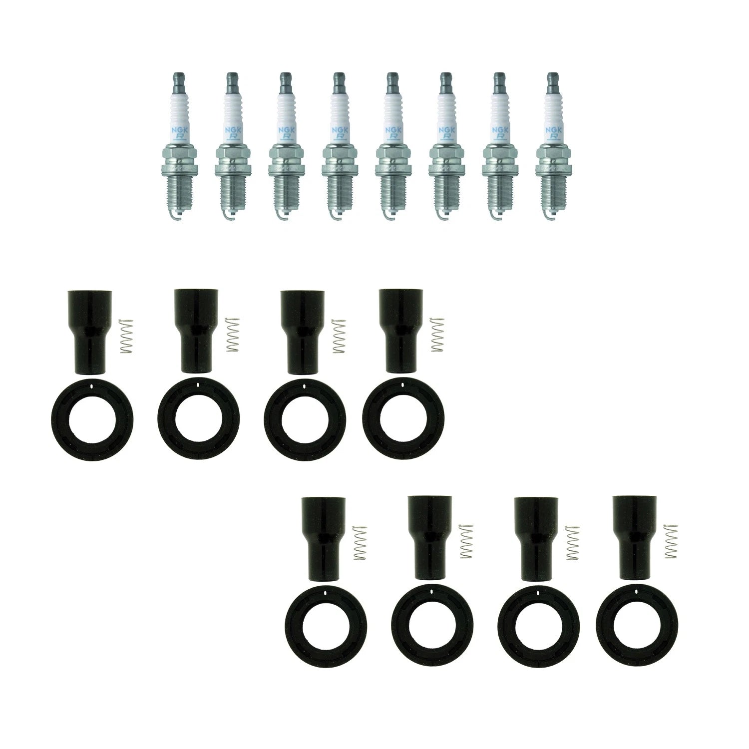 Set of 8 NGK Iridium Spark Plugs & Coil Boots for 4Runner LS430 LX470 SC430 (1996–2021)