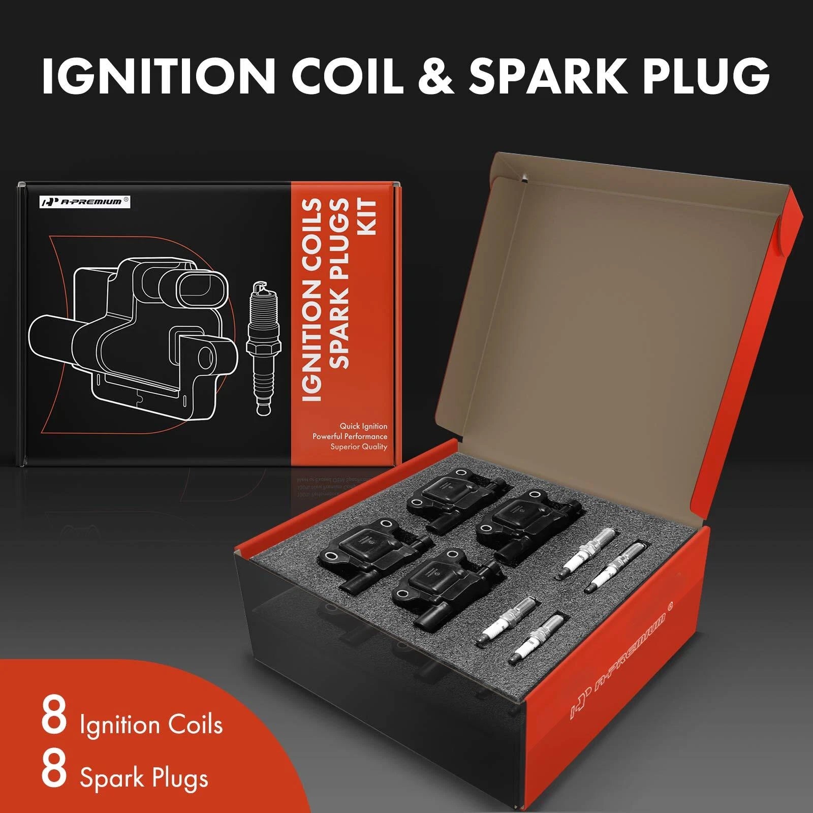 Set of 8 Ignition Coils & Iridium Spark Plugs for Silverado 1500 (2014–2019)