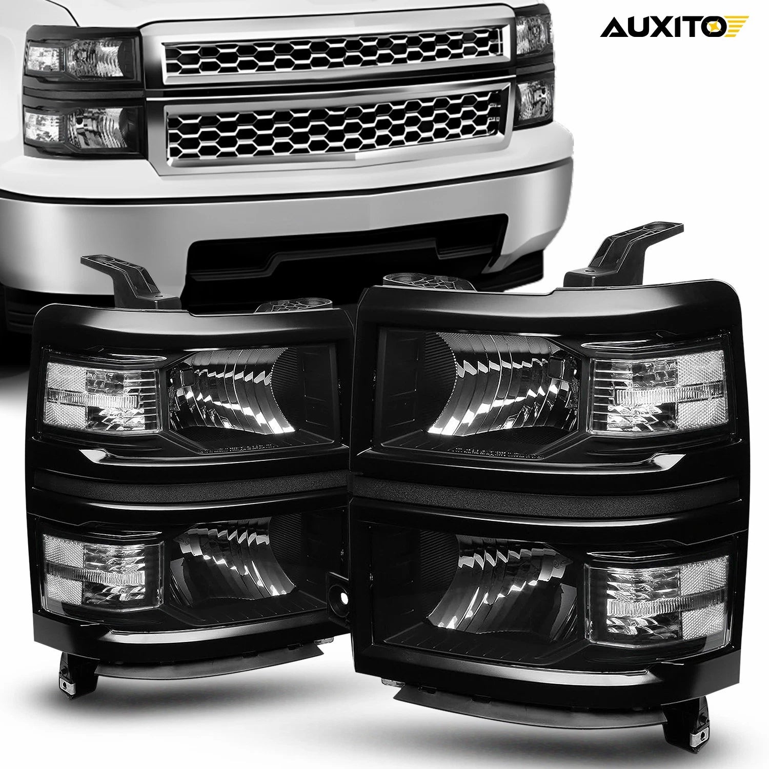 Headlight for Chevy Silverado 1500 (2014–2015) Black Housing