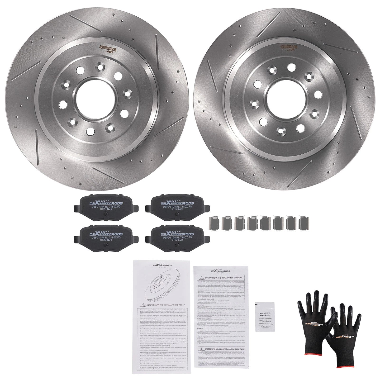 Rear Brake Rotors & Ceramic Pads Kit for Ford Explorer Flex (2011–2019)