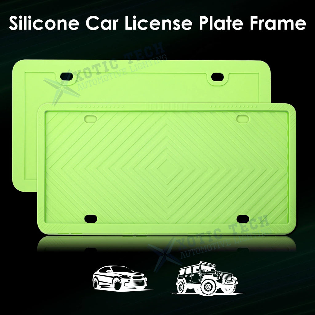 2-Pack Universal License Plate Frame for Green Silicone (-)