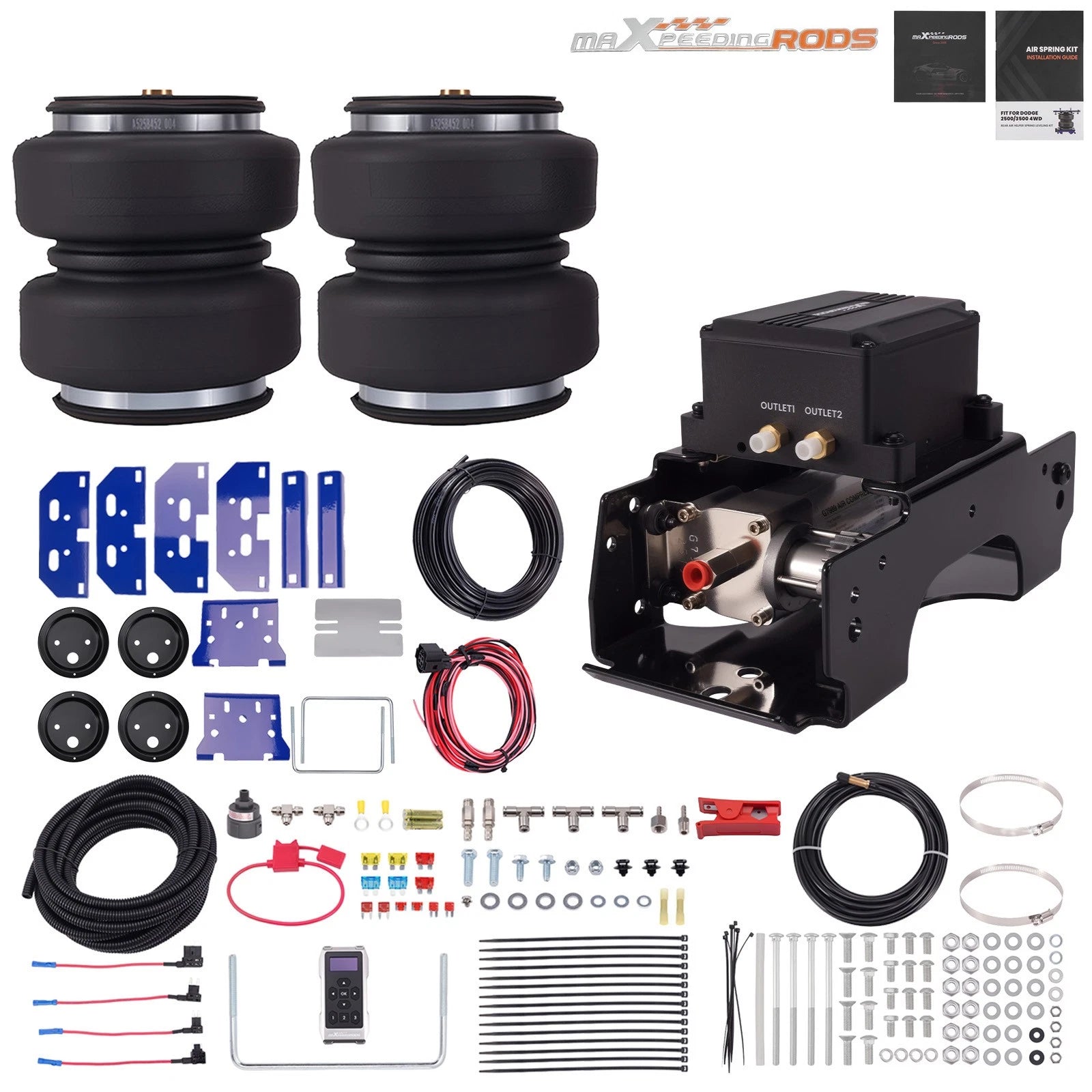 Air Helper Springs + Dual-Path Wireless Compressor Kit for Ram 2500/3500 (2003–2013)
