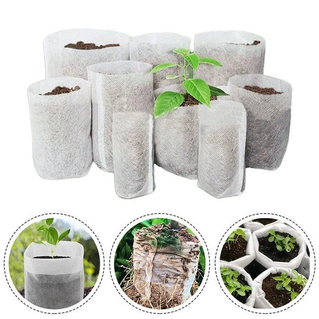 100 Pcs Non-woven Fabric Grow Bags for Nursery Pots