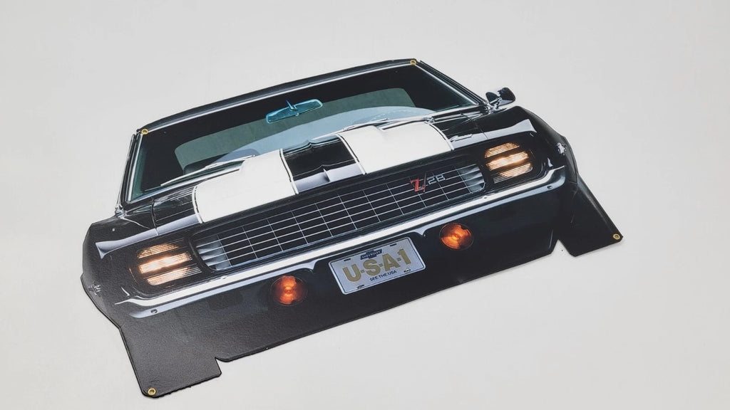 Front Bumper Metal Sign for 1969 Chevrolet Camaro Z28 (19 x 10.5 in)
