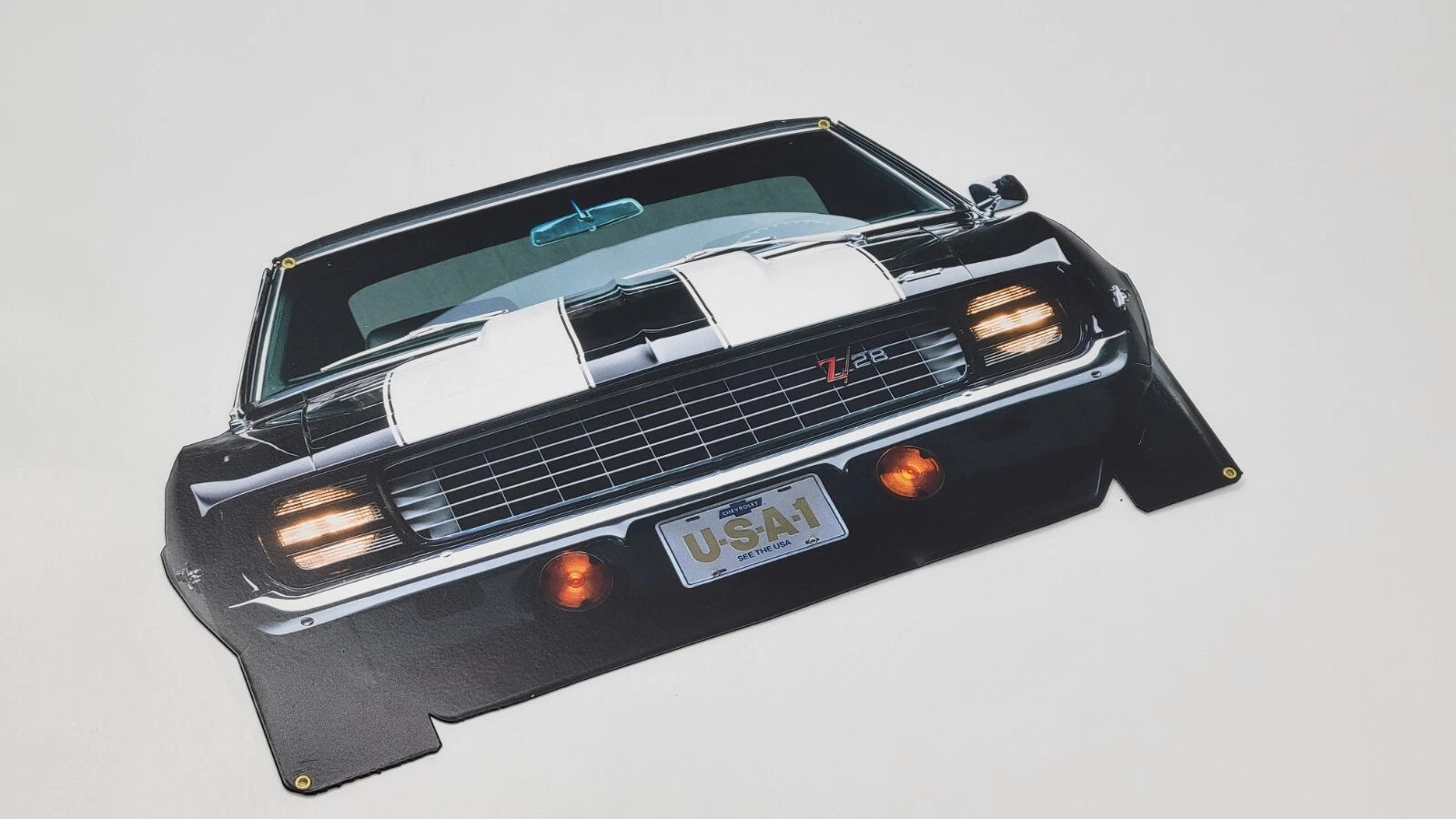 Front Bumper Metal Sign for 1969 Chevrolet Camaro Z28 (19 x 10.5 in)