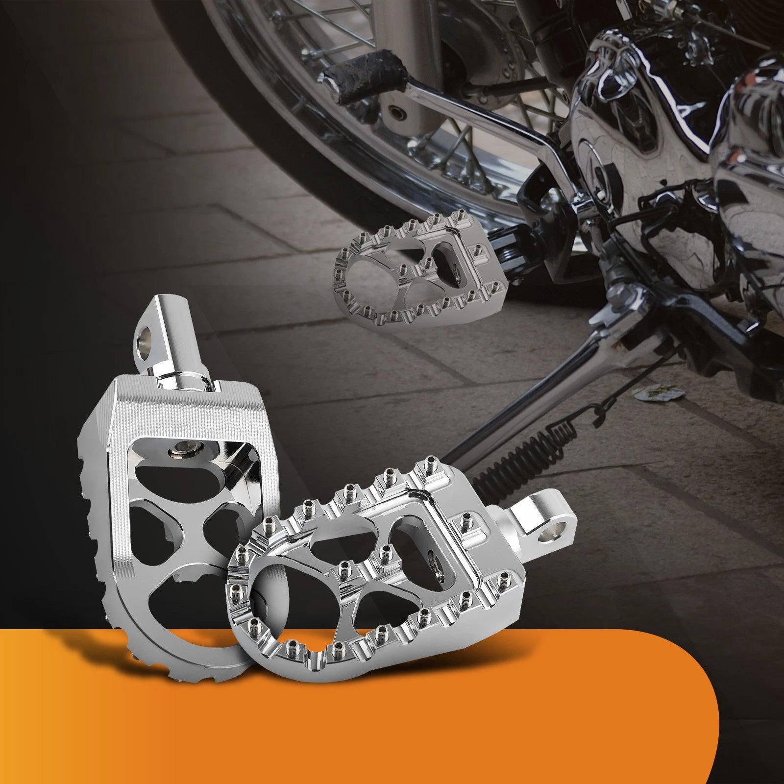 CNC Wide Fat Footpegs for Harley (360° Rotating, Chopper, Bobber Style)