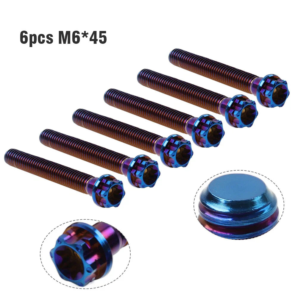 6pcs M6x45mm Titanium Torx Head Flange Bolts for Bike Motorcycle