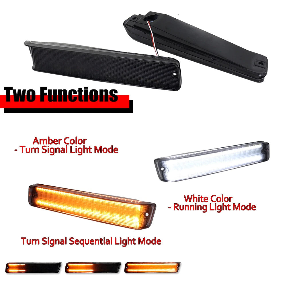2X Smoke Switchback LED DRL Signal Lights for Ford F-150, Bronco (1973–1979)