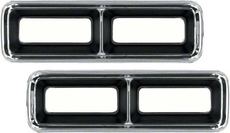 Chrome Rear Tail Light Lamp Bezels Pair for 1968 Chevy Camaro