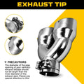 Dual Pipe Exhaust Tip for Universal Fit (2.5'' Inlet, 7'' Outlet, 8.5'' Length)