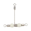 Set of 10 Stainless Steel T Shape Rolling Fishing Swivels with Luminous Beads