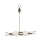 Set of 10 Stainless Steel T Shape Rolling Fishing Swivels with Luminous Beads