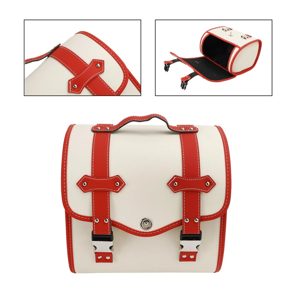 Quick Release Side Saddlebag Tool Bag for Motorbike (White)