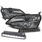 Smoked Housing Headlight + Clear Corner + LED Fog Light Kit for Honda Civic (2001–2003)