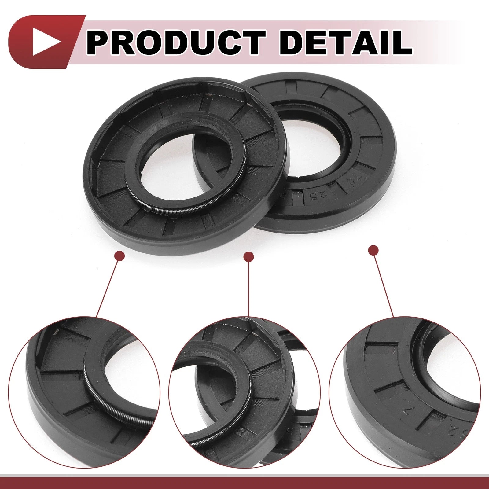 Set of 5 Rotary Shaft Oil Seals 25x52x7mm Nitrile Rubber 672668828403