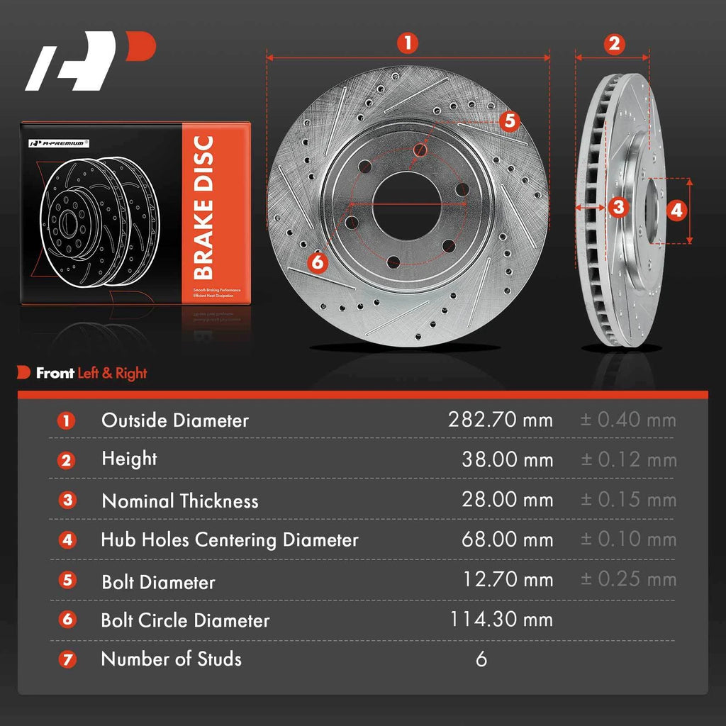 Front Drilled Brake Rotors for Nissan Frontier, Suzuki Equator (2005–2019)