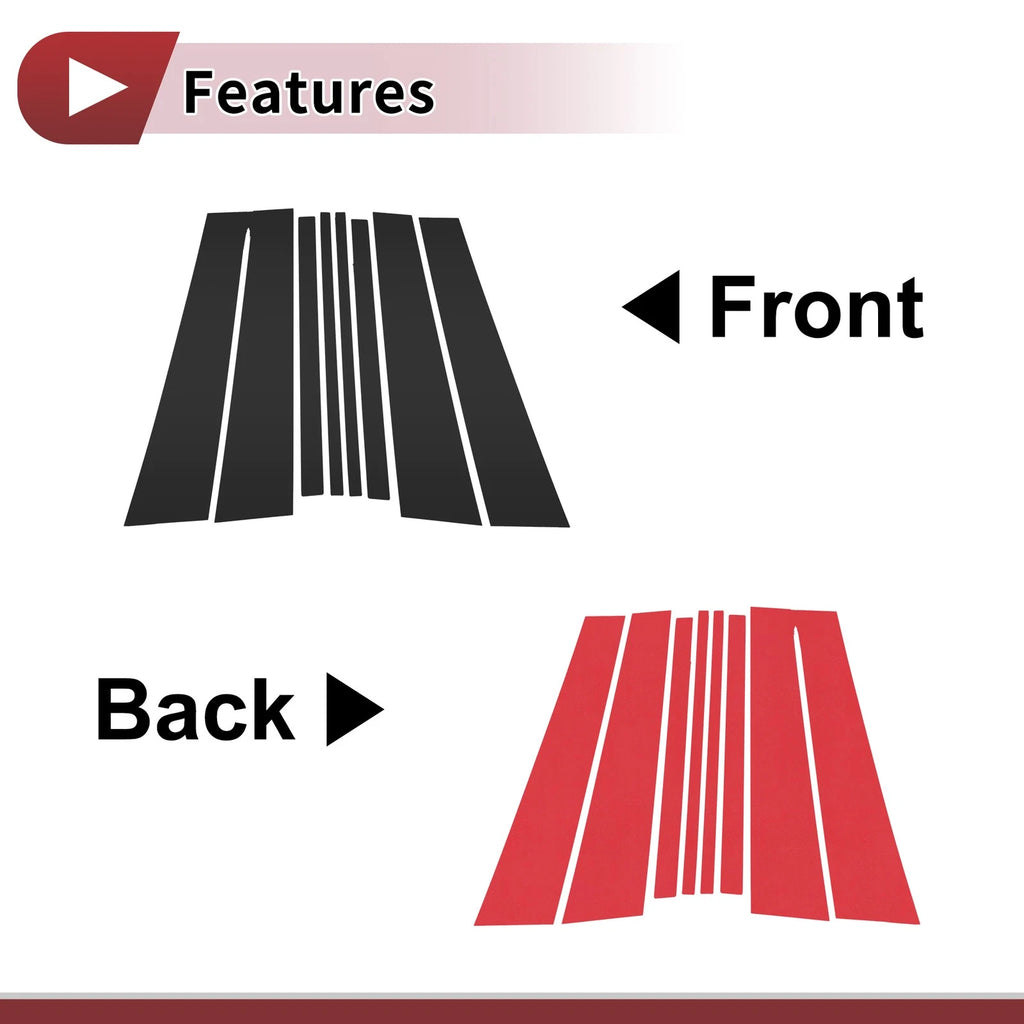 Set of 8 Black Door Pillar Window Trim for Lexus LX570 (2007–2013)