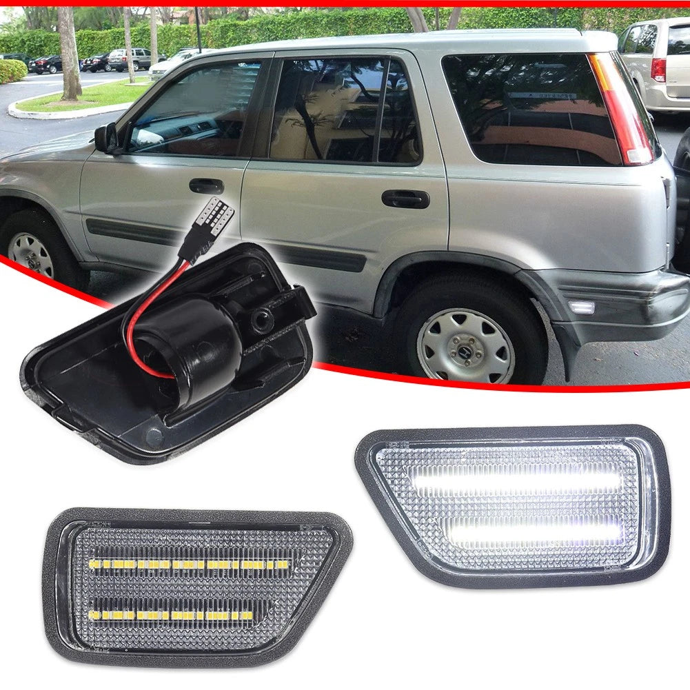 2X Clear Lens LED Side Marker Lights for Honda CR-V (1997–2001)