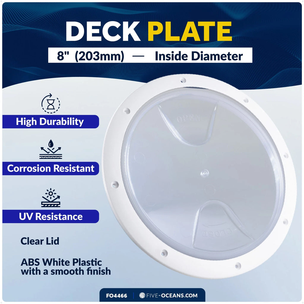 8" Round Inspection Deck Plate with Clear Lid for Marine Boat
