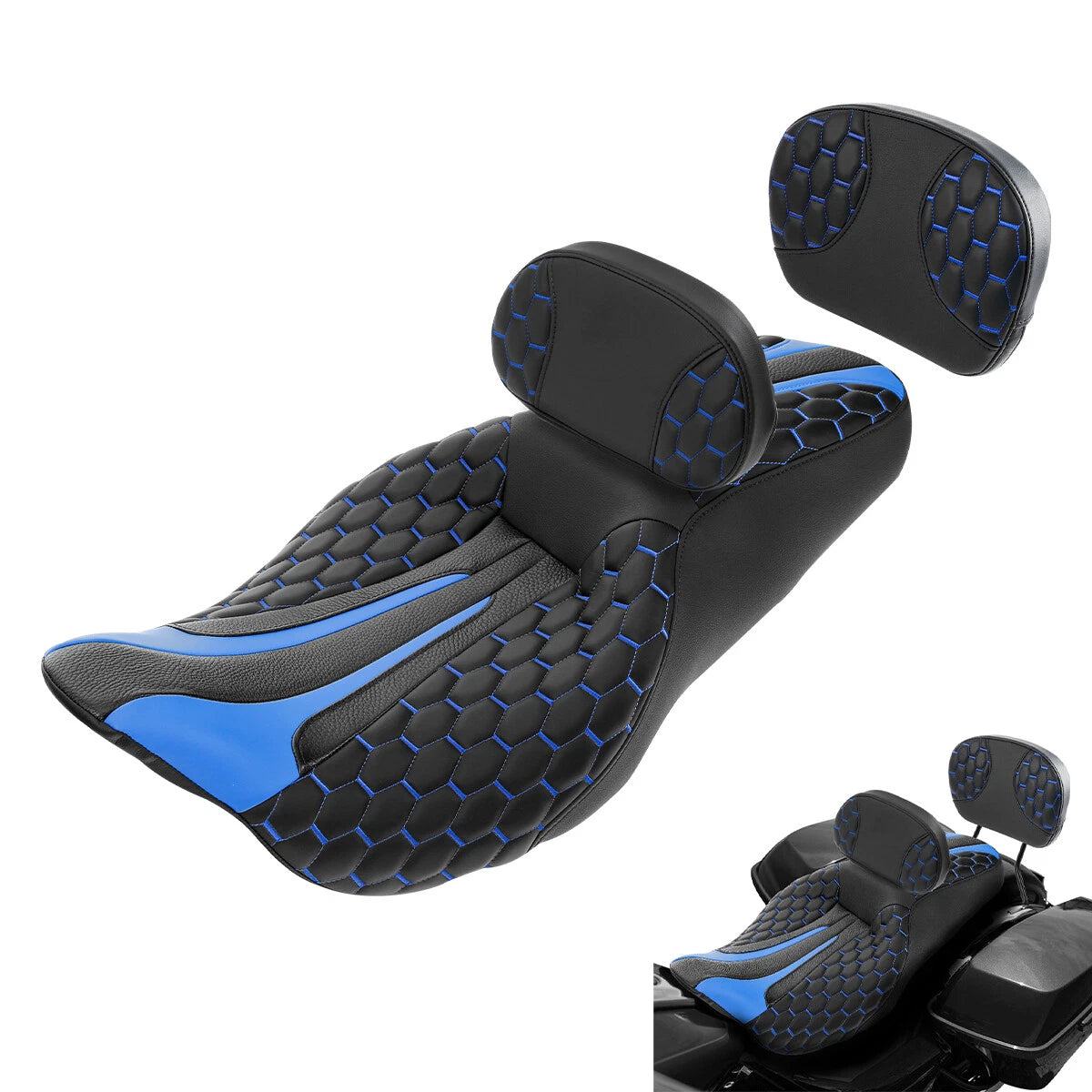 Driver Passenger Seat with Backrest Pad for Harley Electra Road Glide (2009–2023)