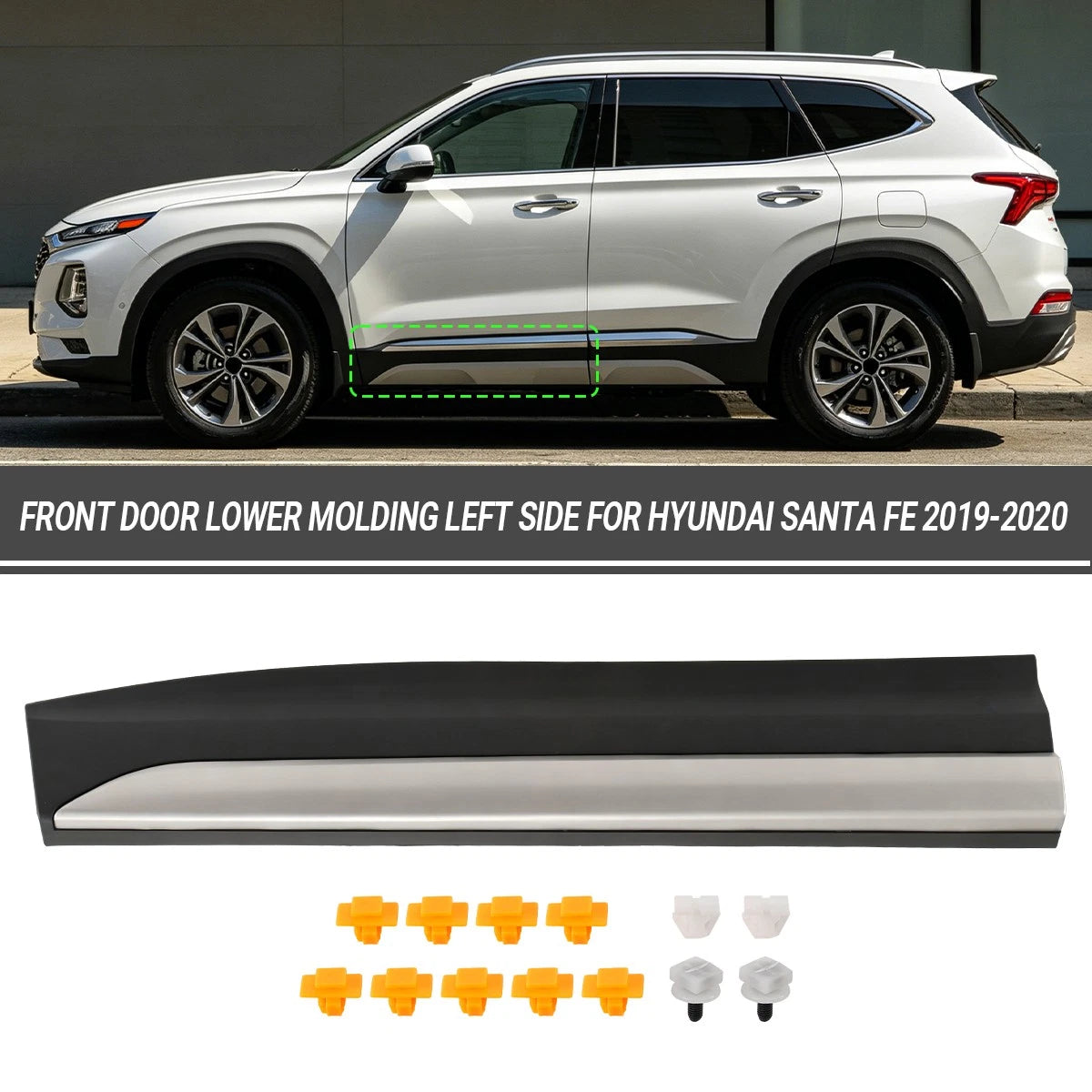 Front Door Lower Molding Left Side for Hyundai Santa Fe (2019–2023) 87721S1200SCR