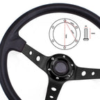 14" Racing Suede Leather Steering Wheel for Universal Vehicles (350mm)
