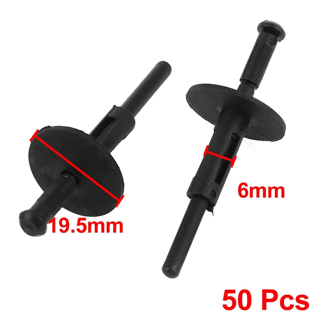 Set of 50 Black Plastic Rivets for BMW 520 535 (6mm Hole)