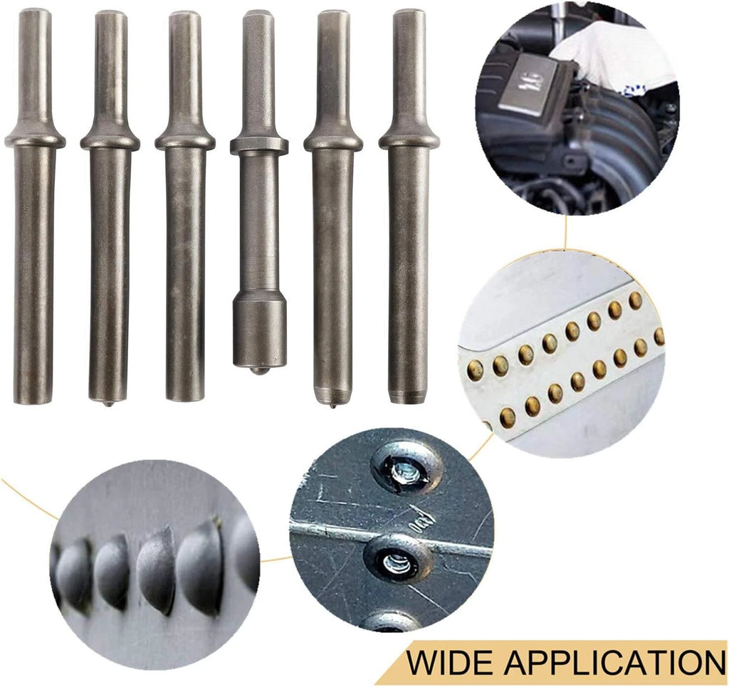 7Pcs Pneumatic Air Rivet Hammer Tool Set with Chisel Bits