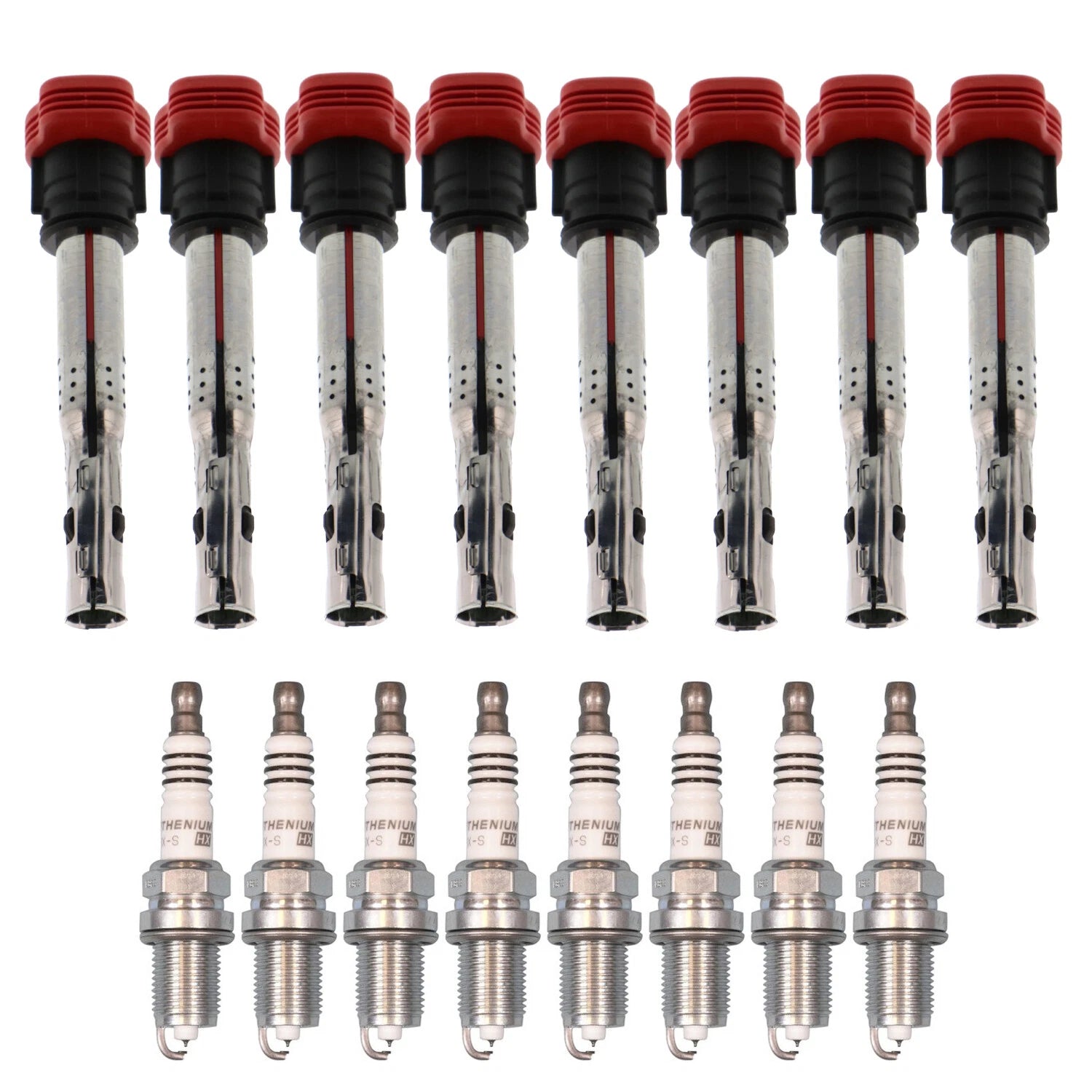 Set of 8 Ignition Coils & NGK Ruthenium HX Spark Plugs for Audi R8 RS4 RS5