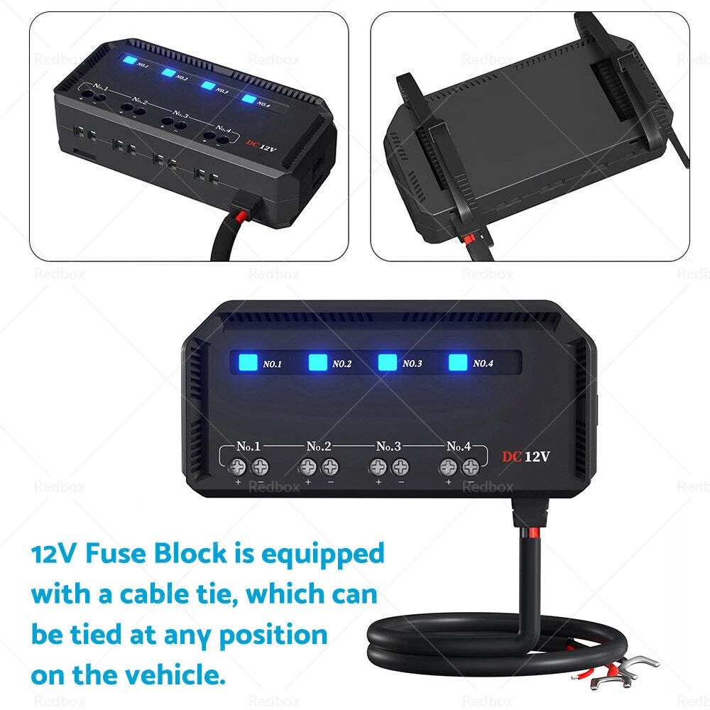 4 Way Fuse Block for Motorcycle Automotive 12V Vehicles (12A, 20A)