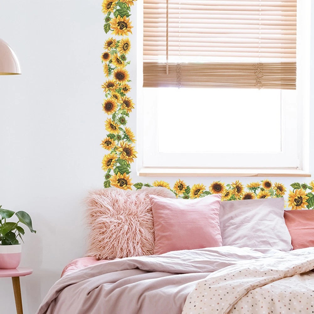 Wall Sticker Sunflower Edge Line for Home Decor (5.5x44.8 Inch)