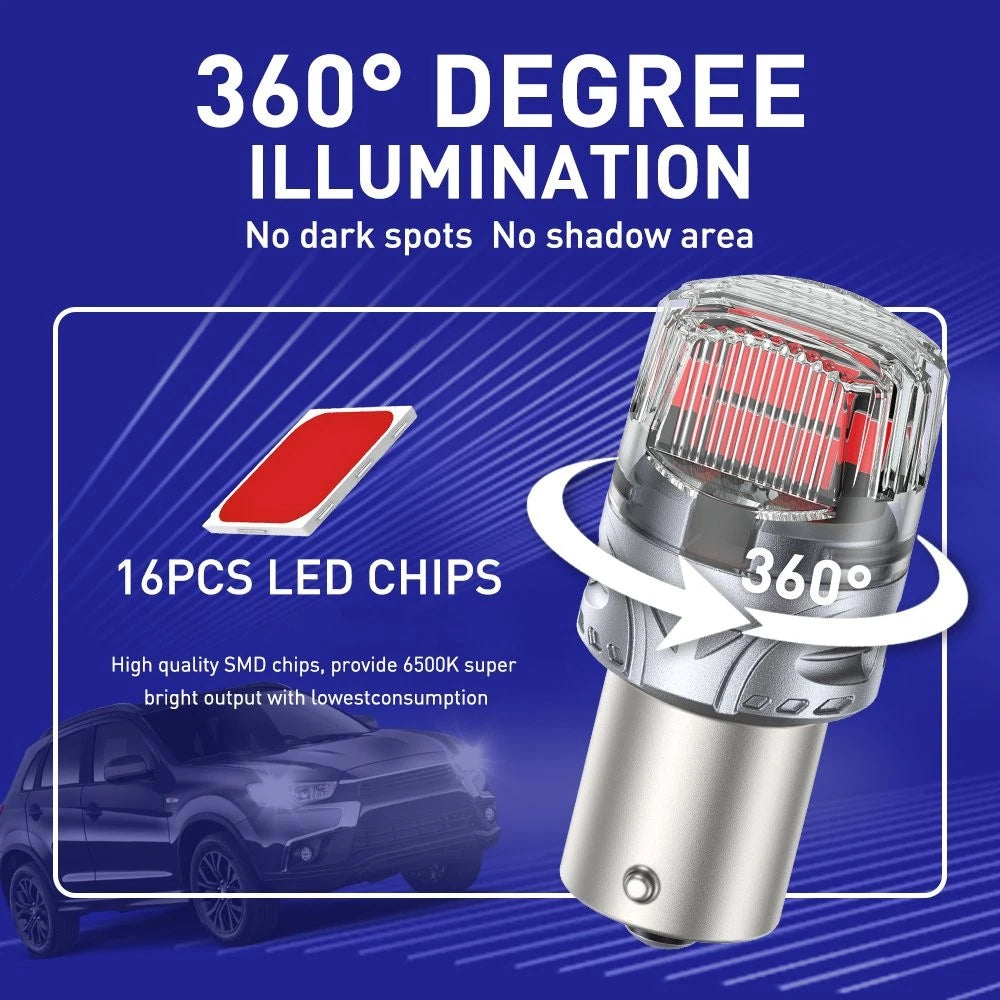 2X LED Brake Stop Tail Light Bulb 1156 BA15S for AUTOONE (7506)