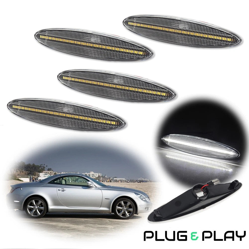 Set of 4 Clear White LED Side Marker Lights for Lexus SC430 (2002–2010)