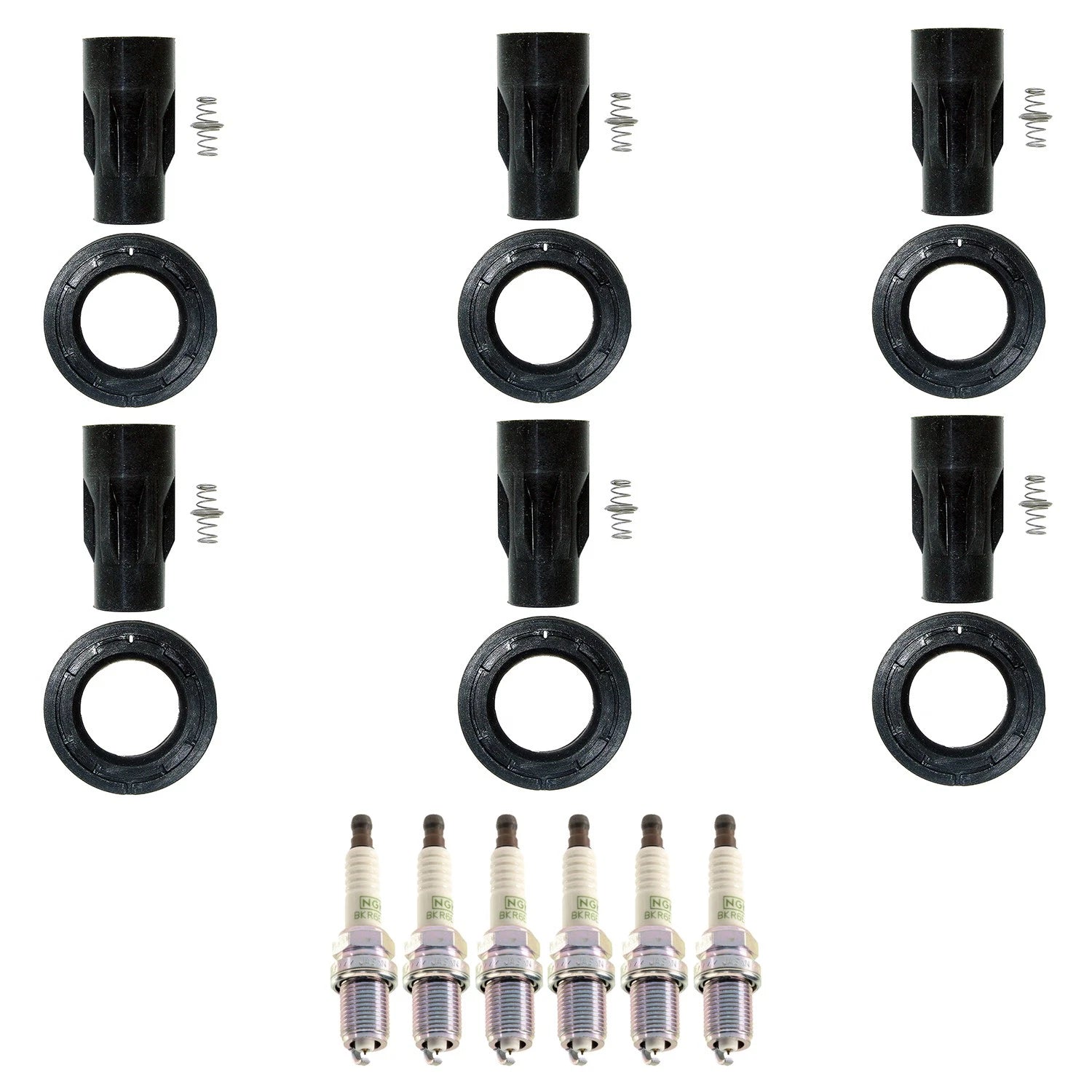 Set of 6 NGK G-Power Platinum Spark Plugs & Coil Boots for ES330 Highlander (2004–2006)