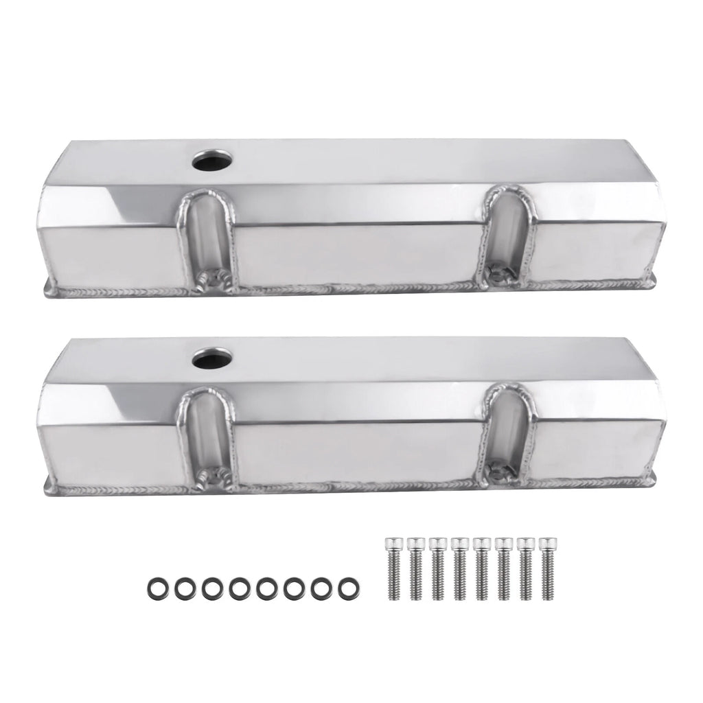2X Fabricated Aluminum Tall Valve Covers for Small Block Chevy (1960–1990)