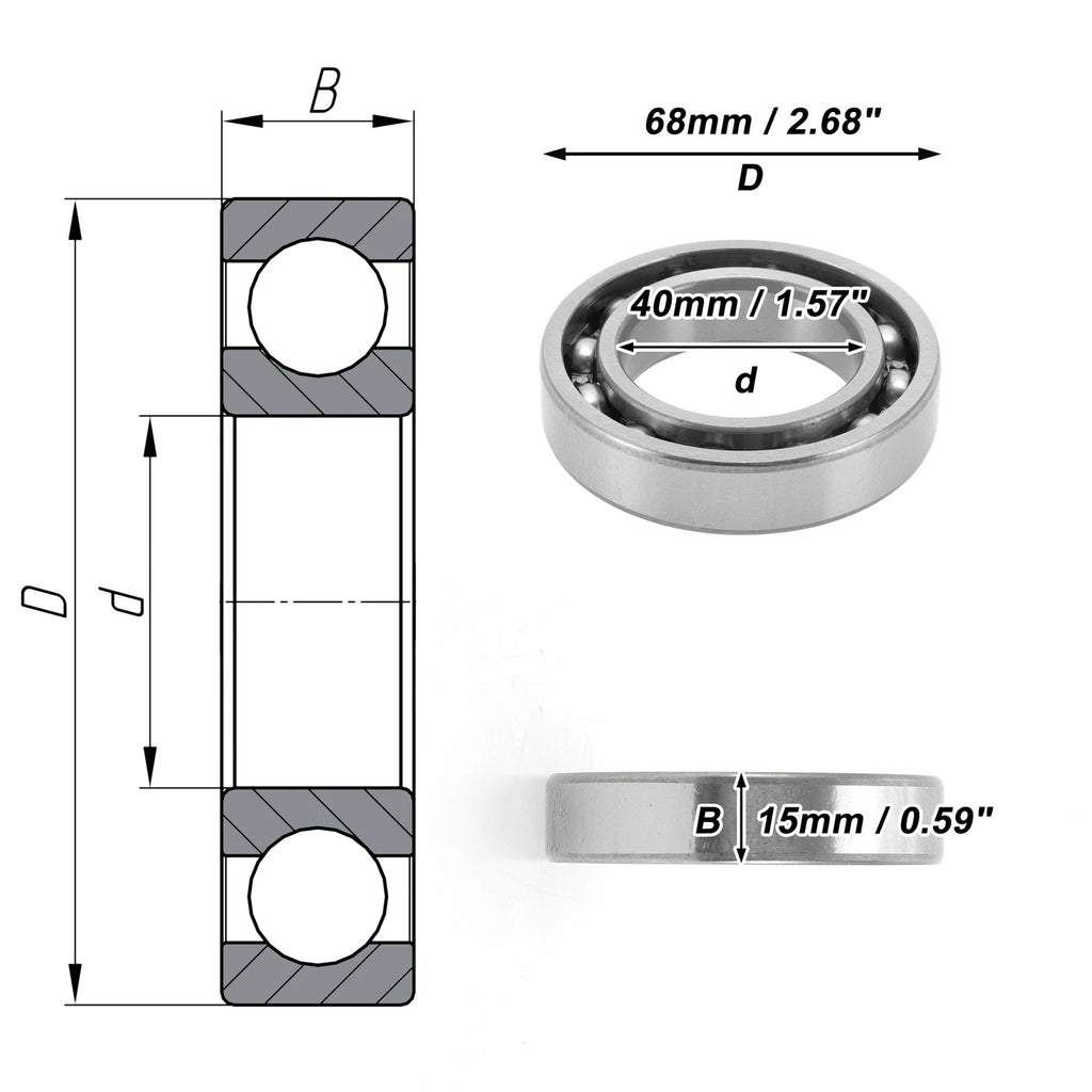 Deep Groove Ball Bearing 40x68x15mm for Scooter Skateboard (6008)